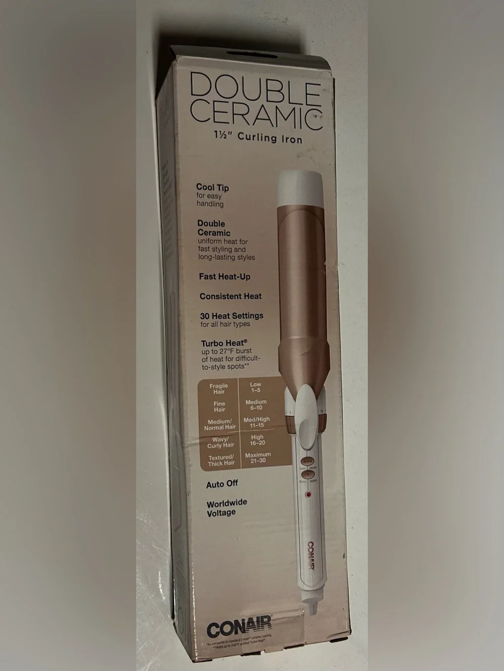 Conair Rose Gold and White Curling Iron - 30 Heat Settings